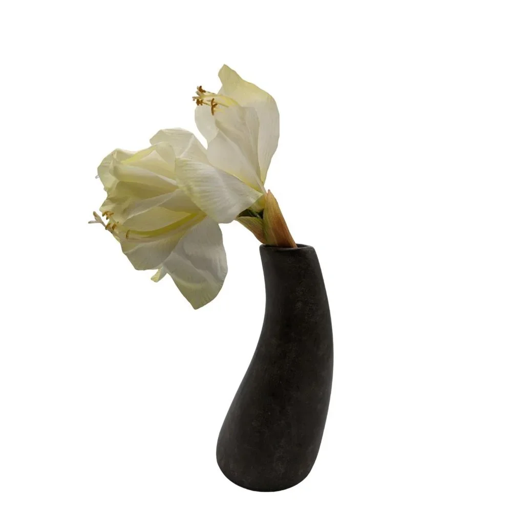 Rare Pier 1 Imports Ceramic Curved Potted Amaryllis Flower Home Decor 13 in